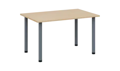 CRTR 120 jídelní stůl, kovová podnož stříbrná, deska 25 mm, 1194x800 mm, bříza světlá